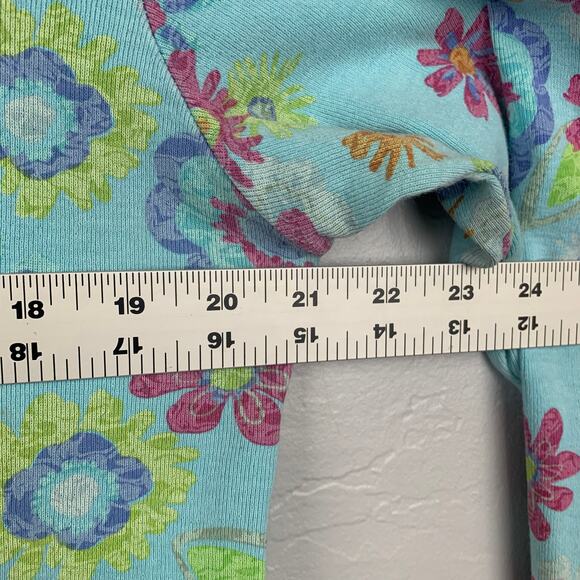 Vtg Fresh Produce Top Womens XXL Blue 3/4 Sleeve Pullover Wildflower V Neck - Picture 5 of 8